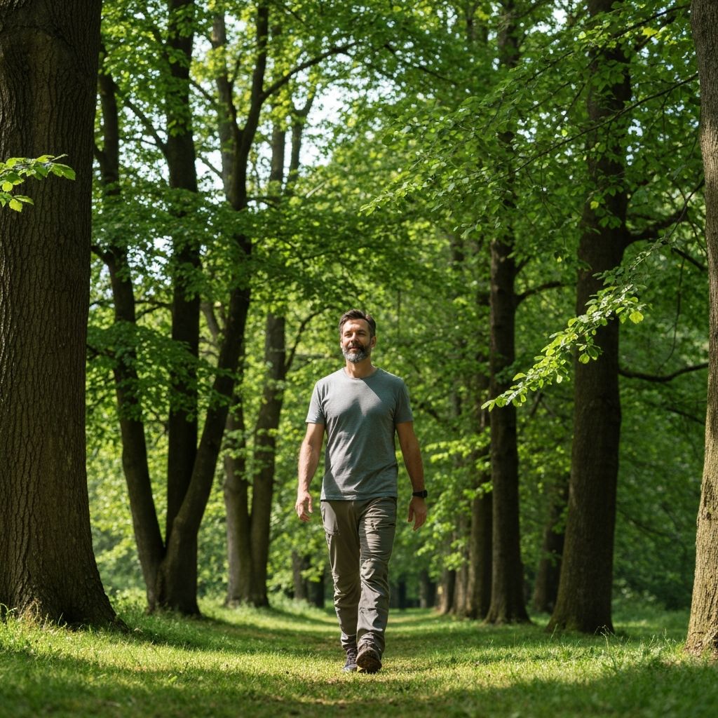 Person som promenerar i lugn natur